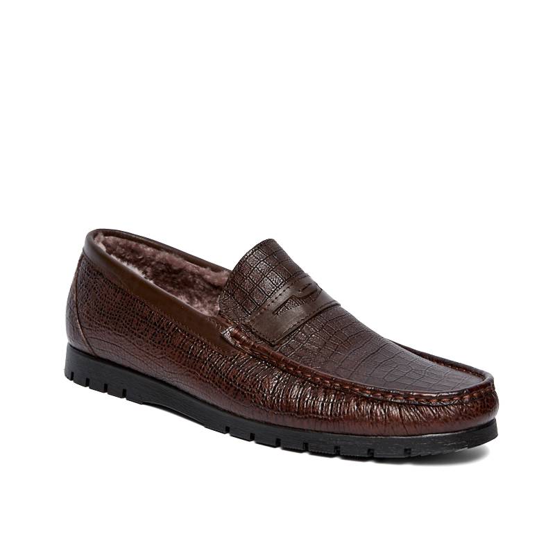 RB1426-2673-brown-2 Мокасины муж.кожа-мех темно-коричневый